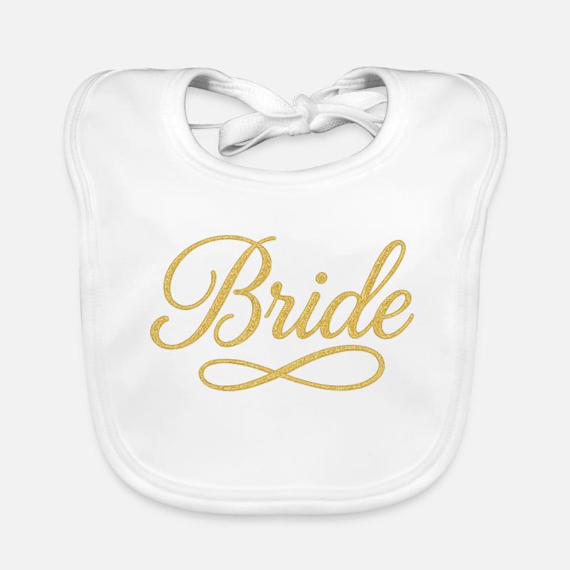 Conception élégante de script de mariée en or Bavoir bio Bébé