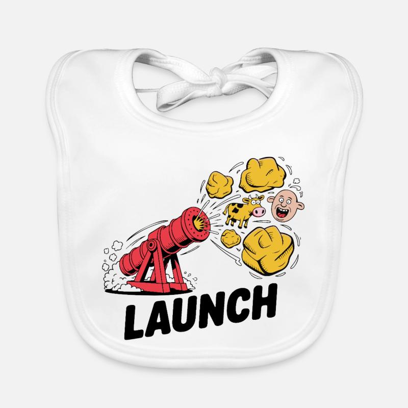 Comic Dinosaur Cannon Explosion Design Organic Baby Bibs