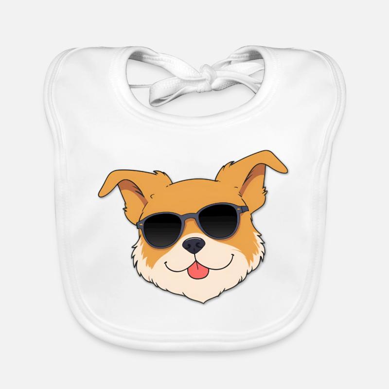 Drôle de chien avec des lunettes de soleil design - Bavoir bio Bébé - blanc