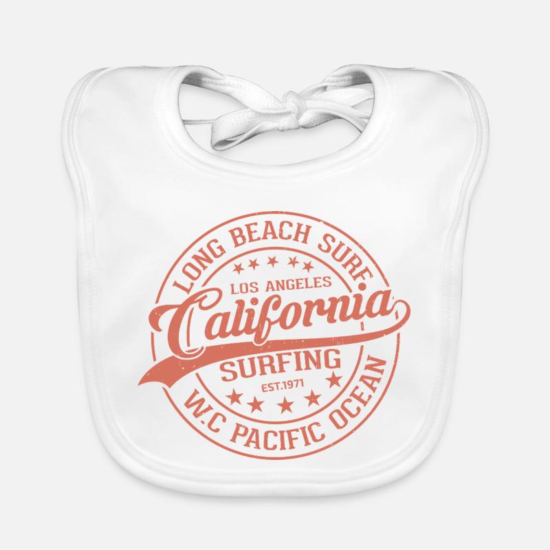 California Surfer Waves Pattern Organic Baby Bibs