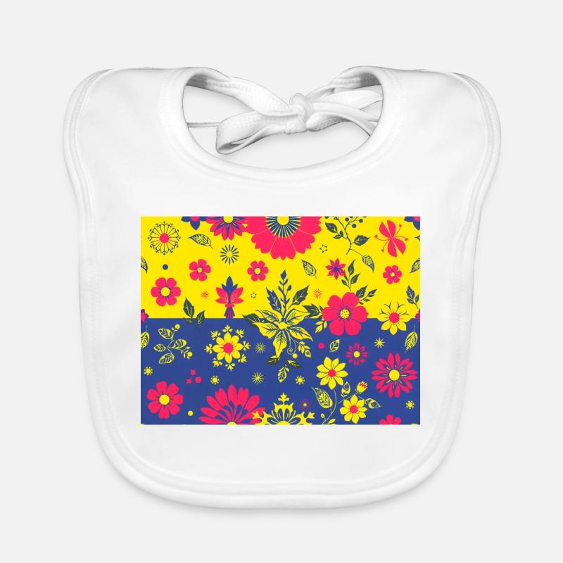Blumenmuster mit kontrastfarbenem Hintergrund Baby Bio-Lätzchen