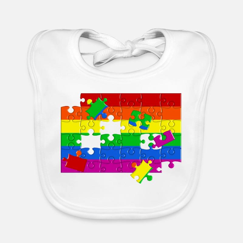 LGTBQ+ Flaggen-Puzzle - Baby Bio-Lätzchen - Weiß