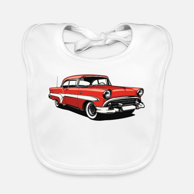 Retro Classic US Car Print Organic Baby Bibs