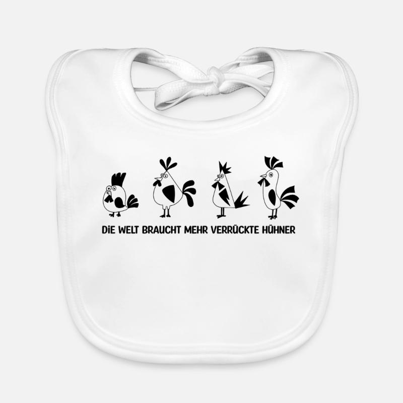 Hühner Spruch - Baby Bio-Lätzchen - Weiß