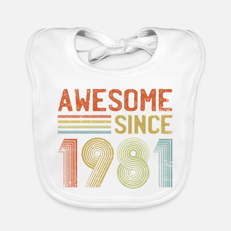 Retro 1981 Typography Design Organic Baby Bibs
