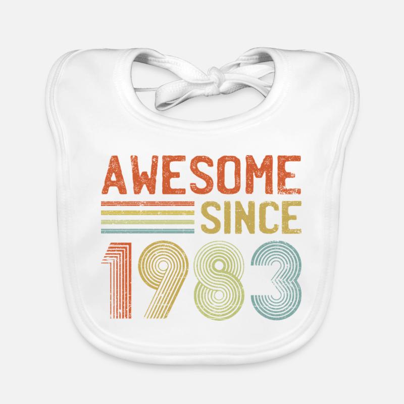 Vintage 1983 Retro Text Design Organic Baby Bibs