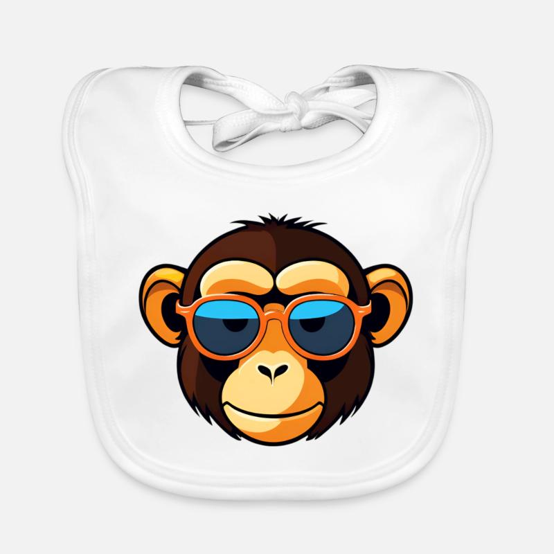 Cool monkey with sunglasses Organic Baby Bibs