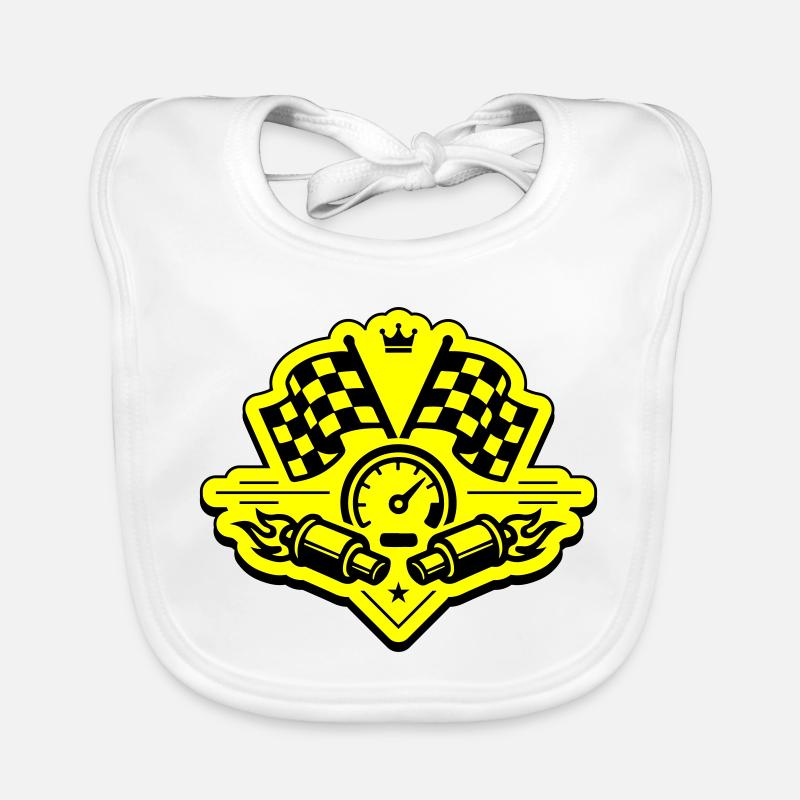 Drapeau de course, compteur de vitesse d'échappement Bavoir bio Bébé