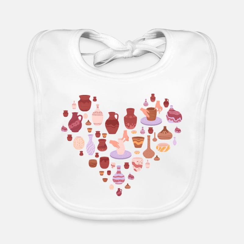 Love for Pottery Heart Shape Art Organic Baby Bibs