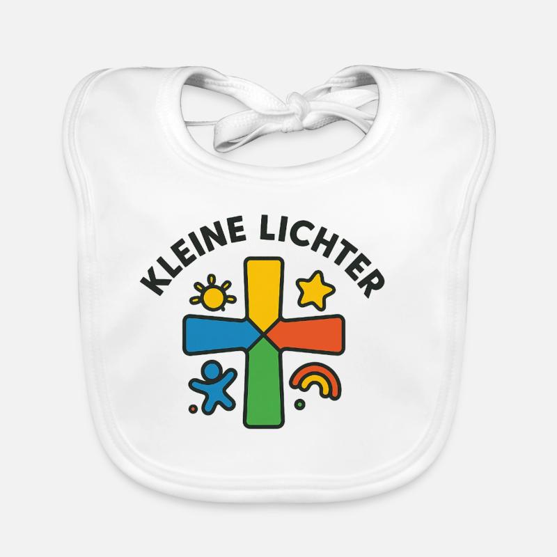 Bunter Kreuz mit kindlicher Silhouette Baby Bio-Lätzchen