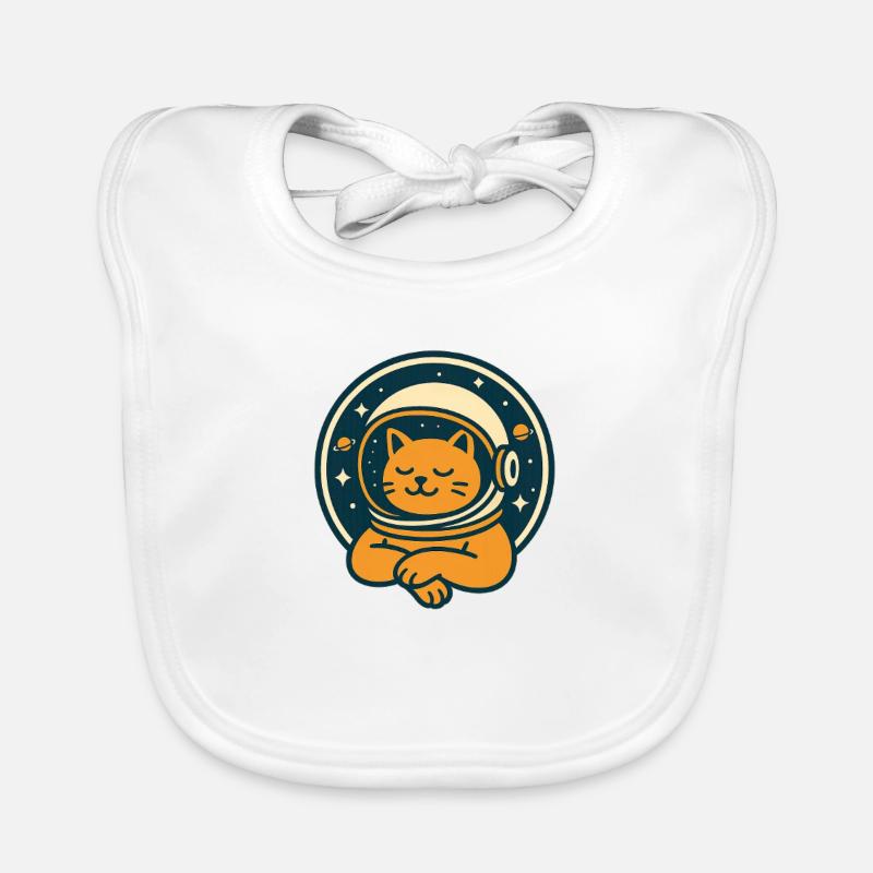 Space cat with astronaut helmet Organic Baby Bibs