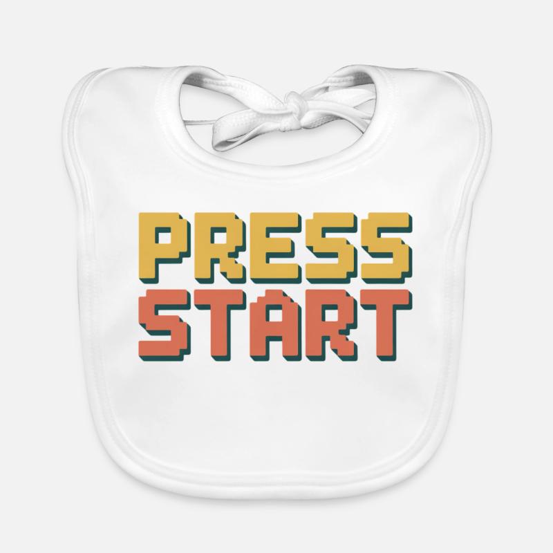 PRESS START Retro Gamer Pixel 8 Bit Arcade Baby Bio-Lätzchen