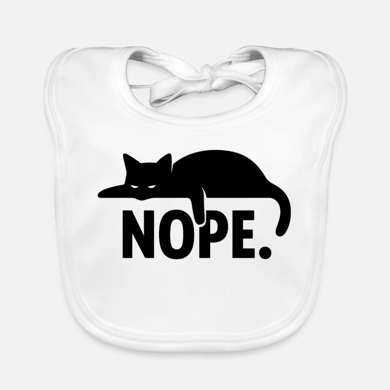 Nope Cat - Design minimal amusant - Bavoir bio Bébé - blanc