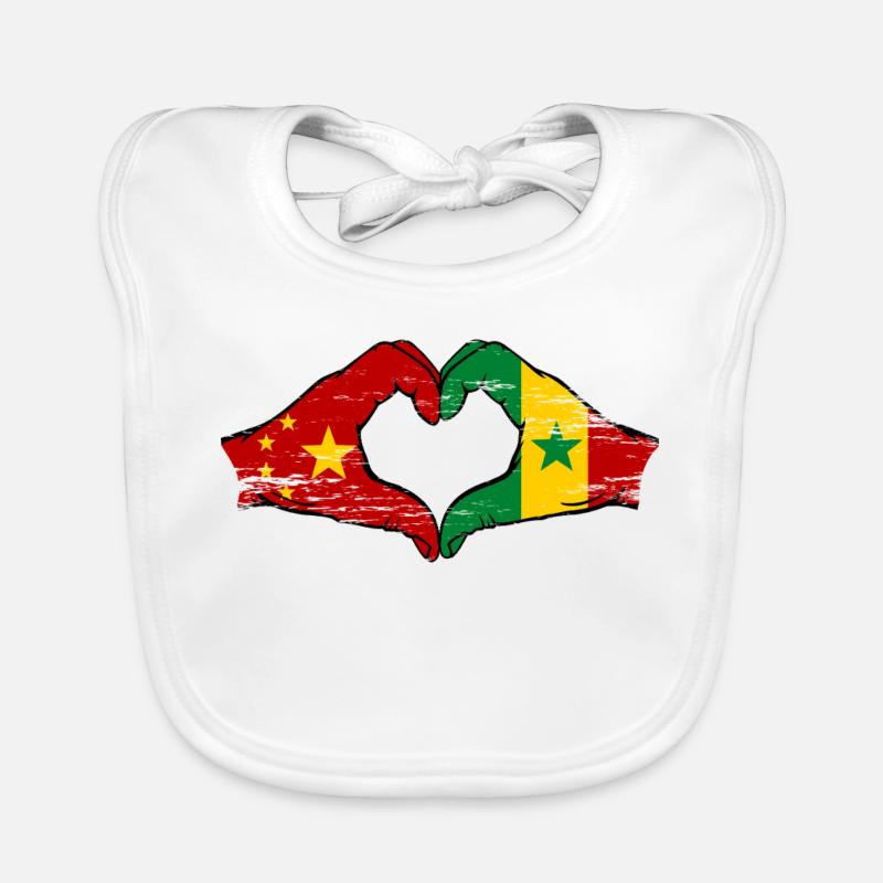 Chine Sénégal drapeau mains forme de coeur utilisé Bavoir bio Bébé