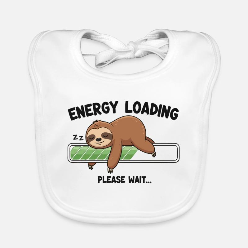 Battery Nap Mode - Organic Baby Bibs - white