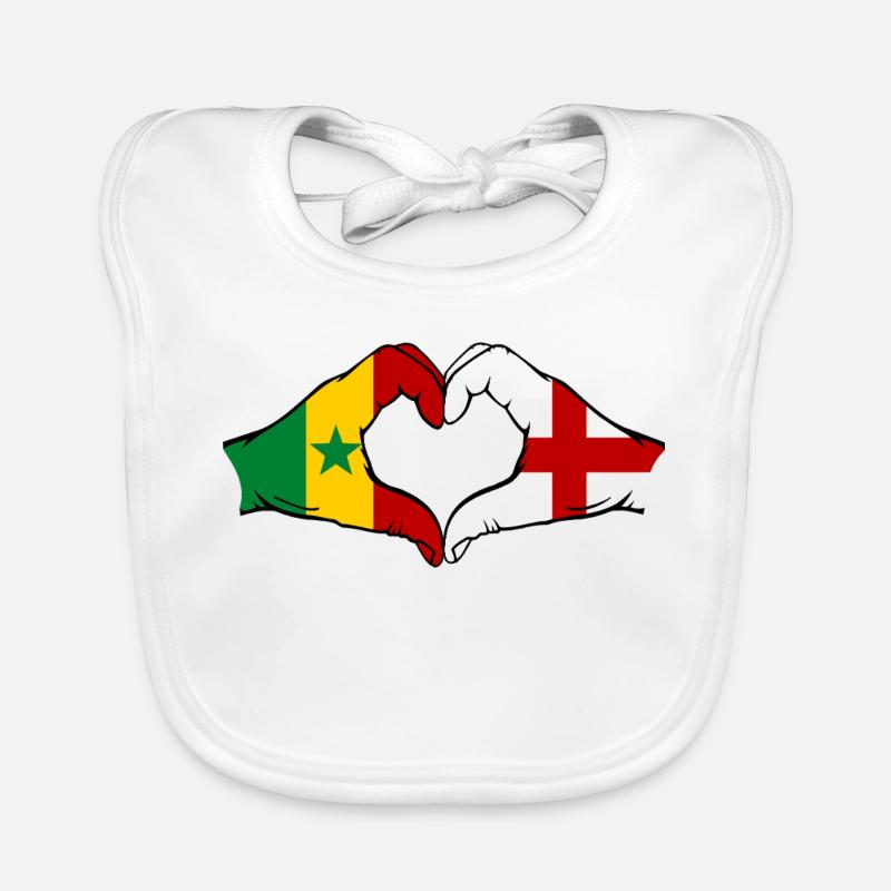 Sénégal Angleterre drapeau mains forme de coeur utilisé Bavoir bio Bébé