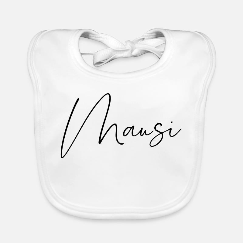 Mausi / Conception de l’écriture manuscrite - Bavoir bio Bébé - blanc