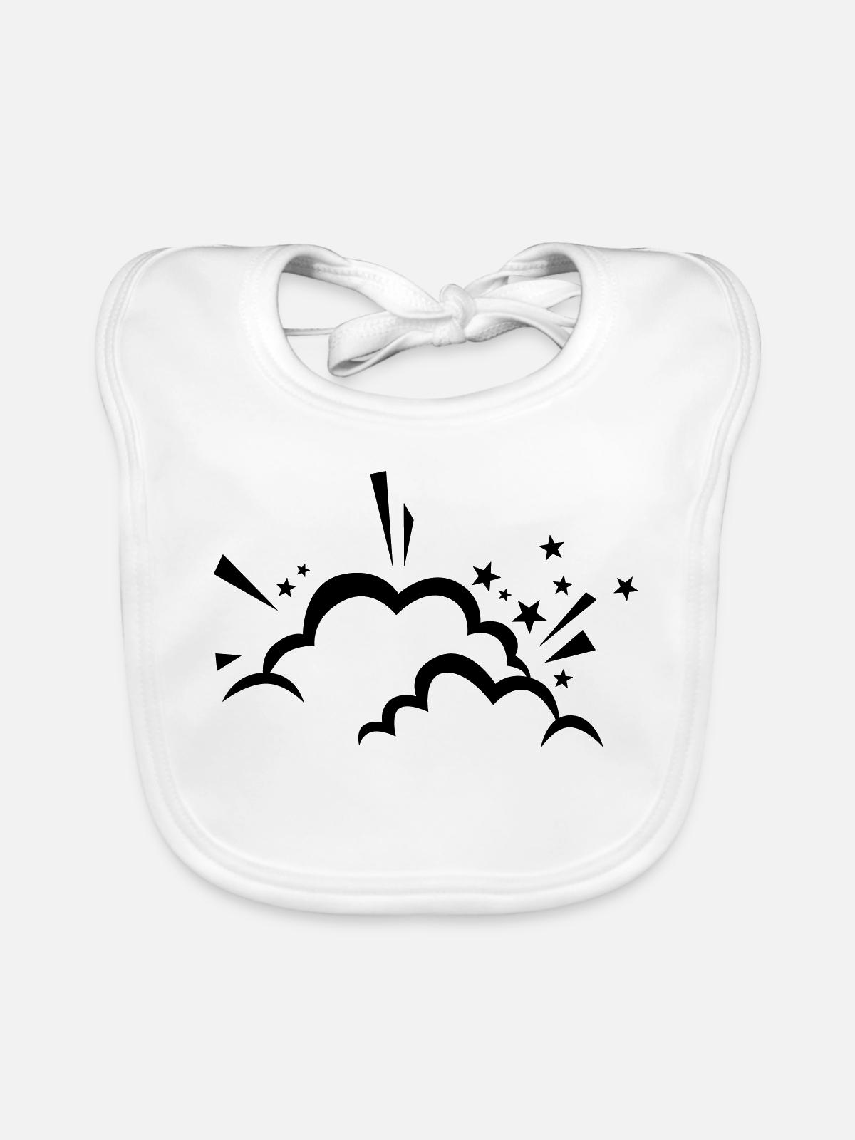 Comic Wolke nach Explosion - Baby Bio-Lätzchen - Weiß - Vorne