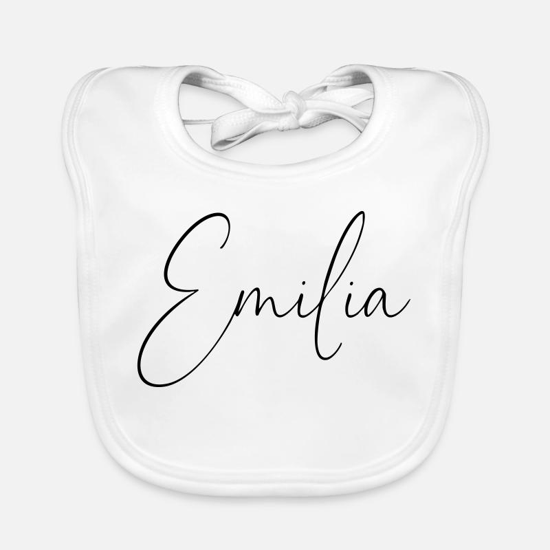Emilia / Conception d’écriture manuscrite personnalisée Bavoir bio Bébé