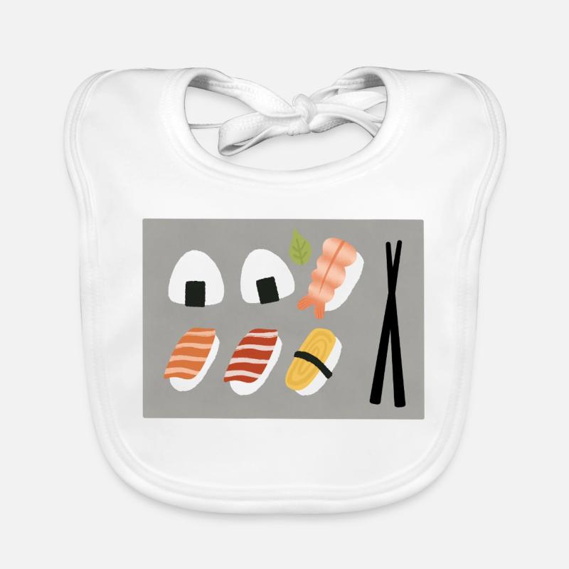 Minimalistisches Sushi-Illustrationsset Baby Bio-Lätzchen