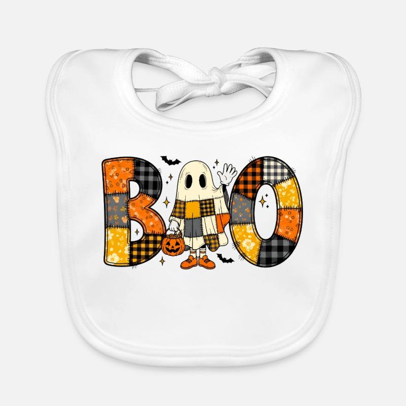 Fantôme Halloween Patchwork Boo Bavoir bio Bébé