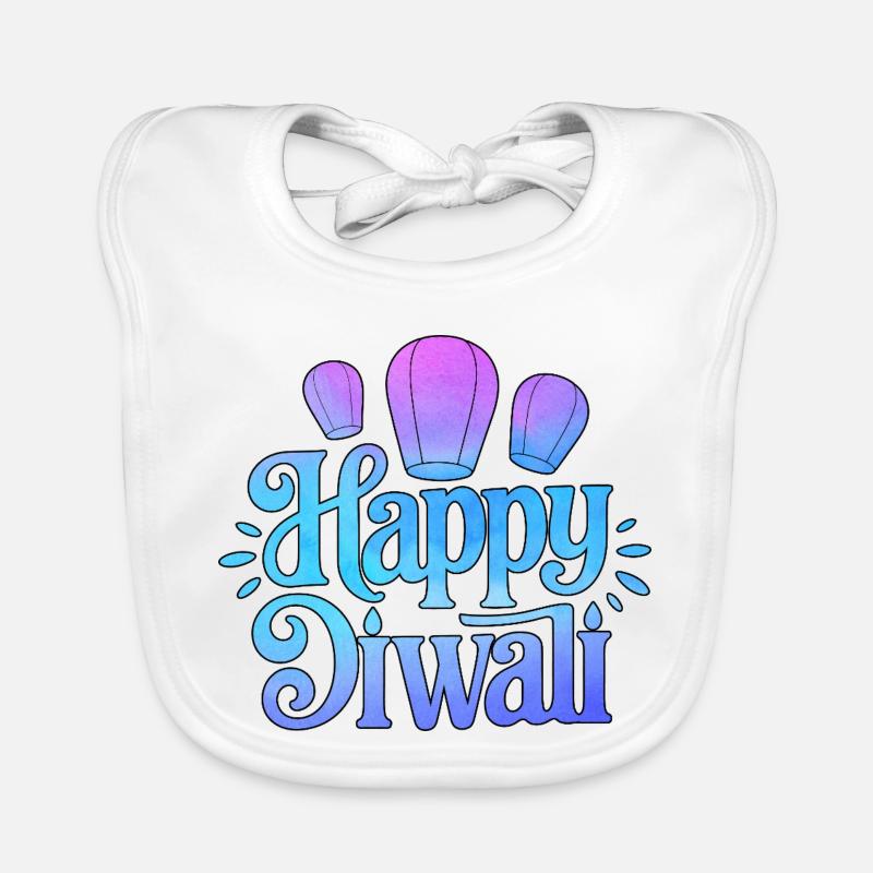 Happy Diwali Lanterns Gradient Organic Baby Bibs