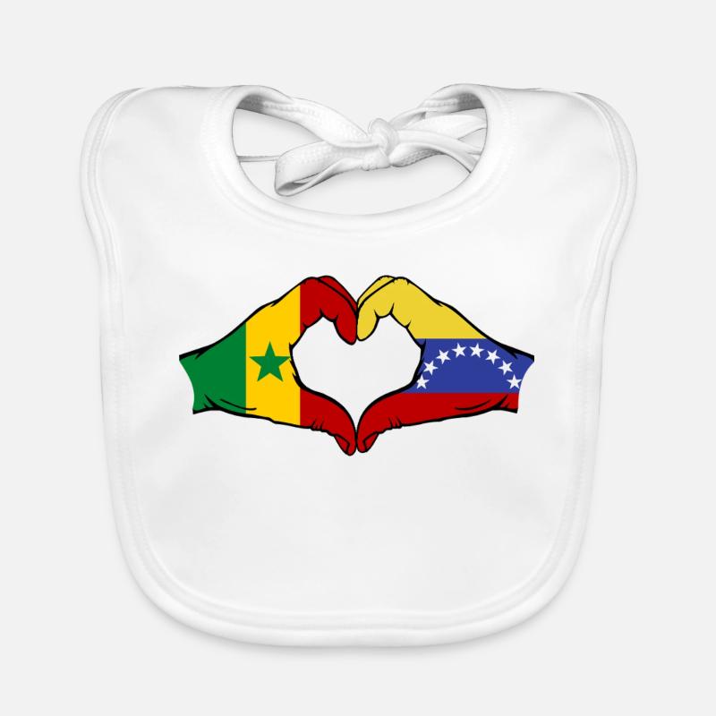 Sénégal Venezuela drapeau mains forme de coeur utilisé Bavoir bio Bébé