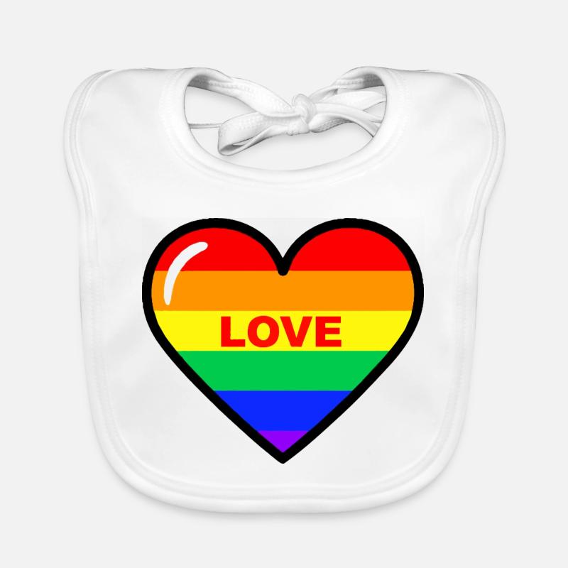 Regenbogen Herz Liebe Baby Bio-Lätzchen