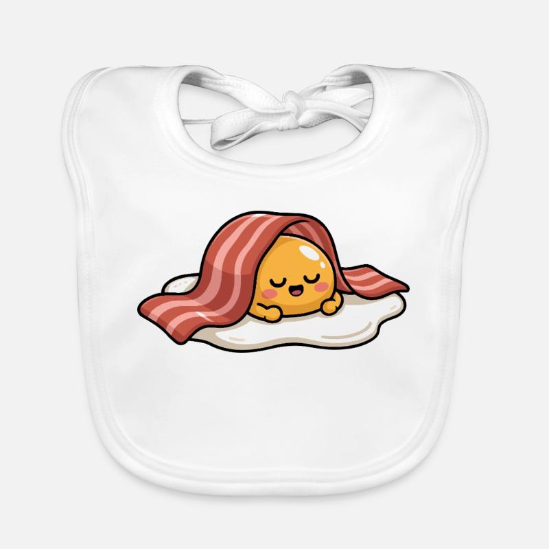 Sleeping Egg with Bacon Cartoon Organic Baby Bibs