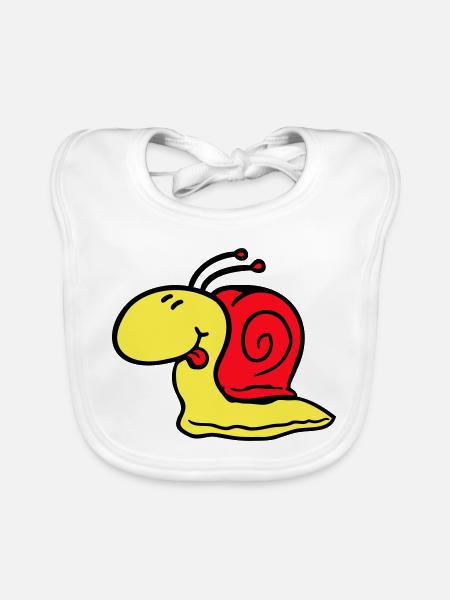 Snail cheeky tongue sticking out quickly small - Organic Baby Bibs - white - Front