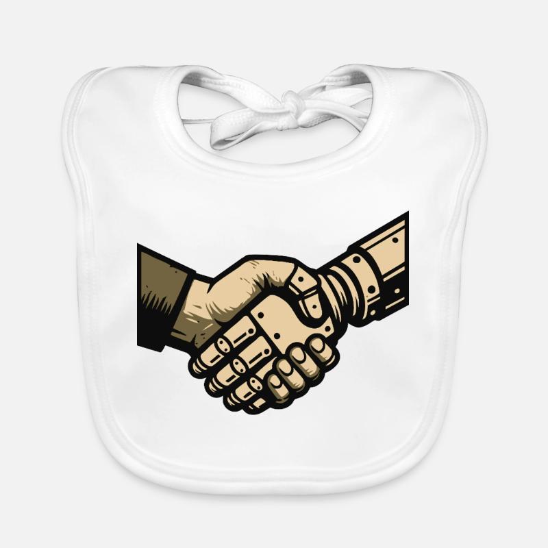 Handshake between man and machine Organic Baby Bibs