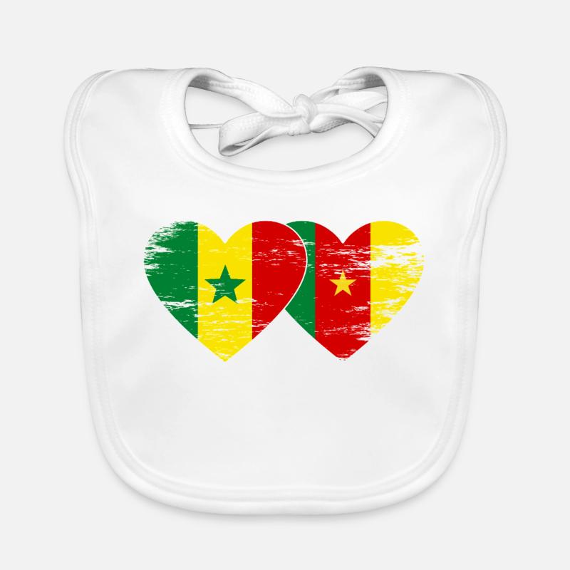 Sénégal Cameroun Drapeau Mains Coeur Utilisé Bavoir bio Bébé
