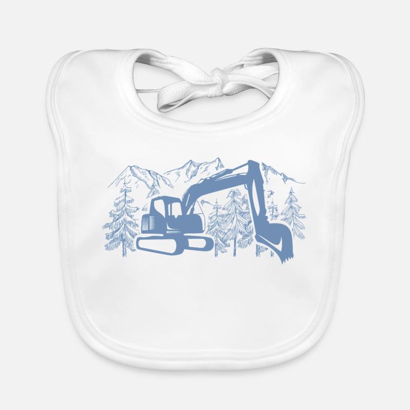 Excavator Silhouette Construction Equipment Operator Work Organic Baby Bibs