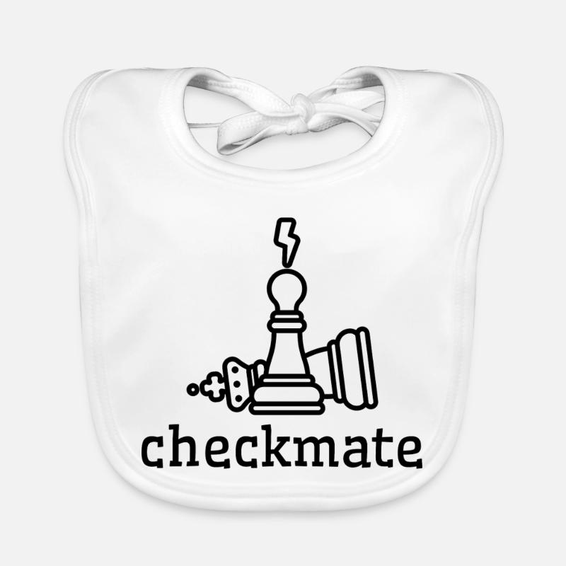 Échec et mat pour gagner - Bavoir bio Bébé - blanc