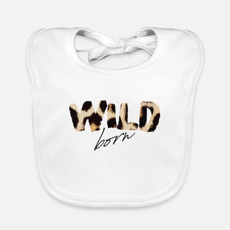 Wild Born Imprimé léopard - Bavoir bio Bébé - blanc