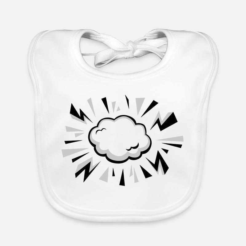 Comic Cloud with Lightning Organic Baby Bibs