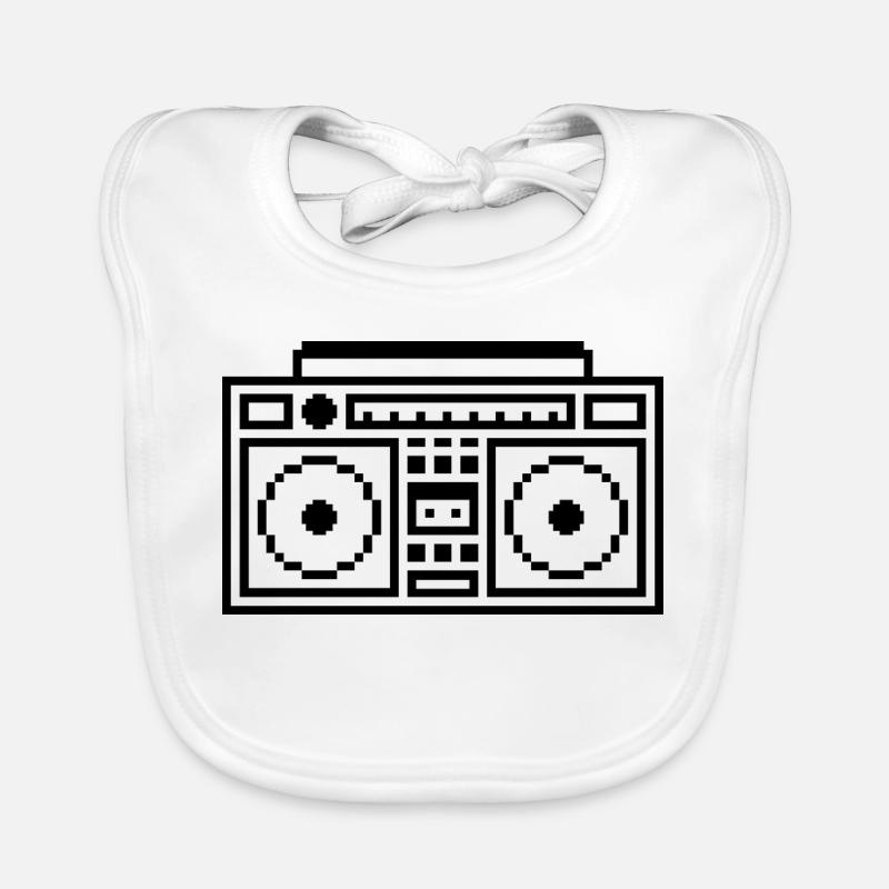 Ghetto Blaster: Retro, Music & Pixel Style Organic Baby Bibs