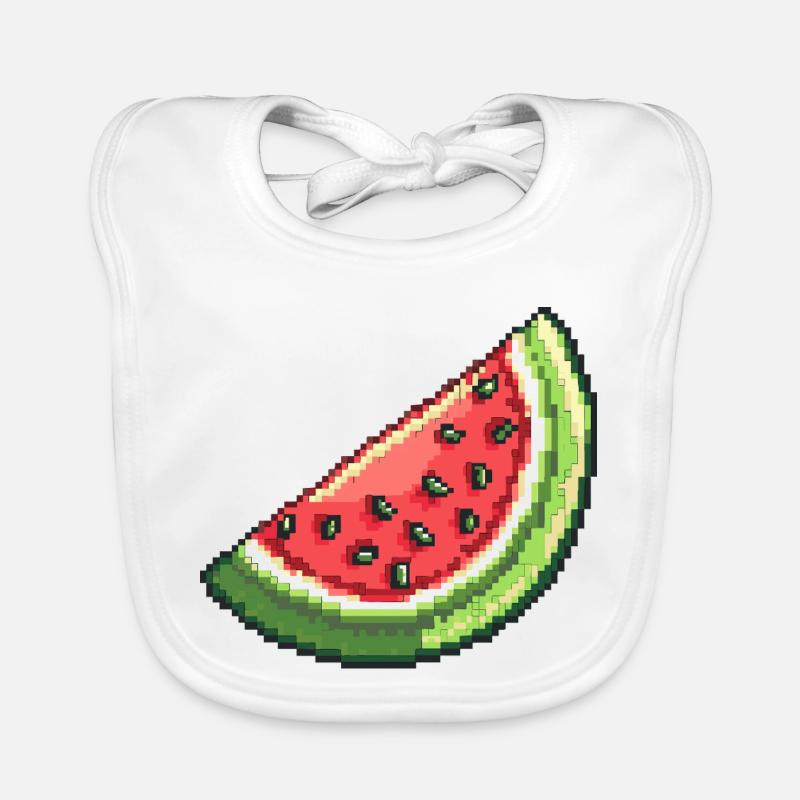Pixel Watermelon Slice Organic Baby Bibs