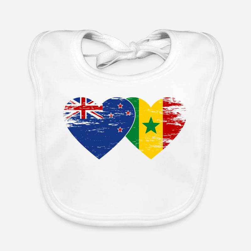 Neuseeland Senegal Flagge Herz Baby Bio-Lätzchen
