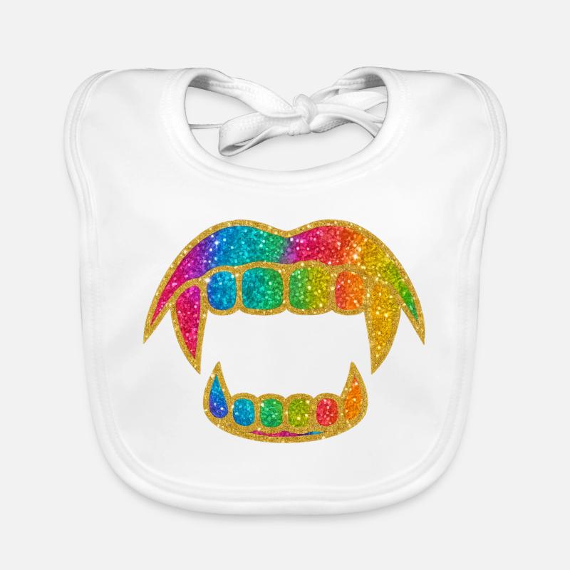 Regenbogen Glitzer Mund - Baby Bio-Lätzchen - Weiß