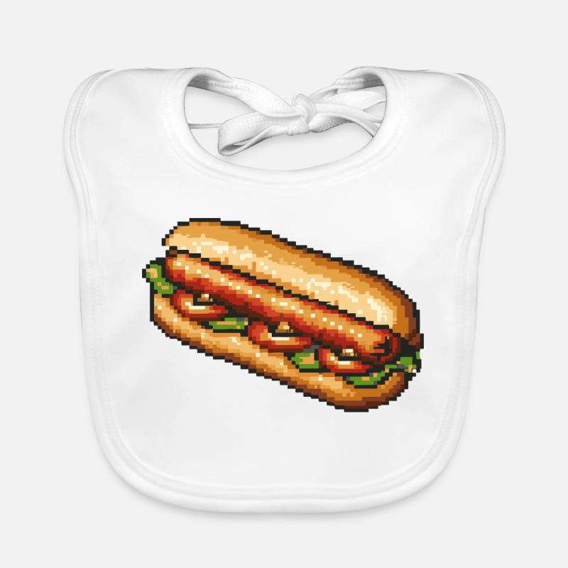 Retro Pixel Hotdog Baby Bio-Lätzchen
