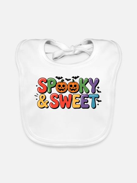 Motif d’Halloween effrayant et doux - Bavoir bio Bébé - blanc - Devant