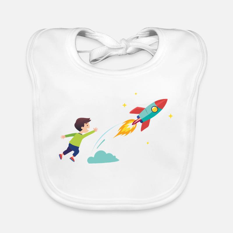 Kid Rocket Launch Abenteuer - Baby Bio-Lätzchen - Weiß