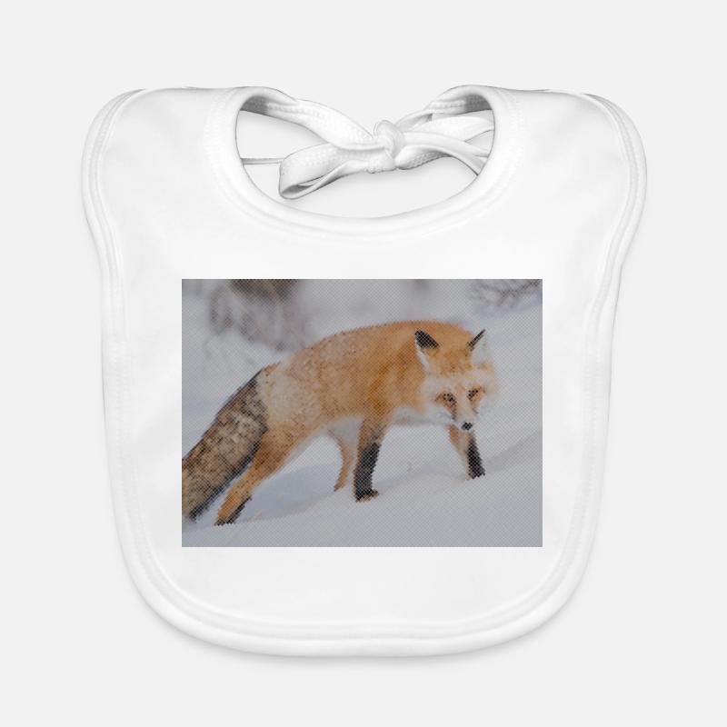Snow Fox Pixel Art Organic Baby Bibs