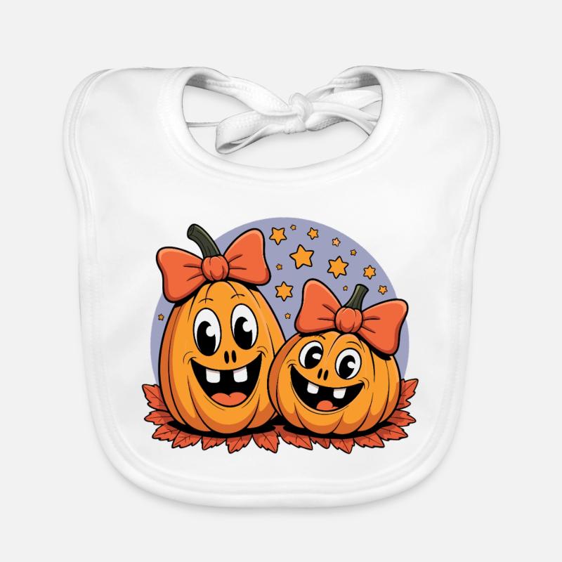 Pumpkin duo with bows cartoon Organic Baby Bibs