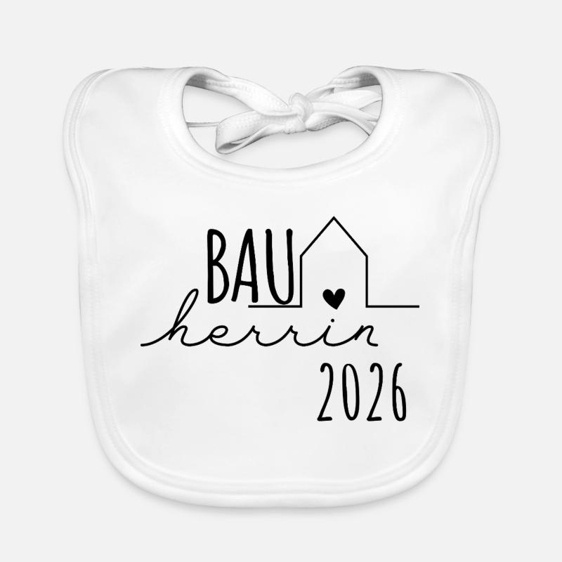 Bauherrin 2026 Geschenk Hausbau Baustelle Baby Bio-Lätzchen