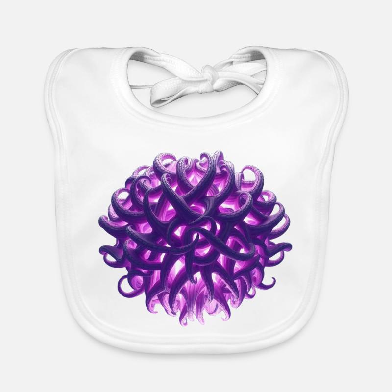 boule de tentacule violette - Bavoir bio Bébé - blanc