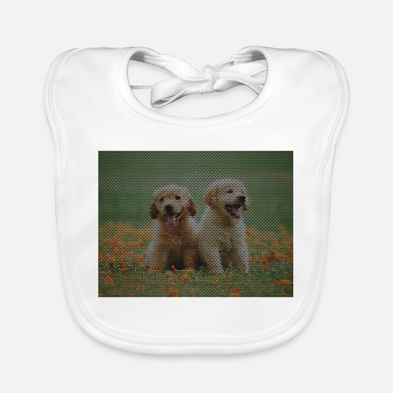 Two Labrador Retriever puppies with triangle pattern Organic Baby Bibs