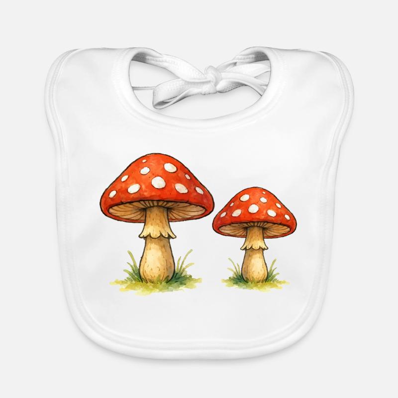 Champignons rouges dans l’herbe Bavoir bio Bébé