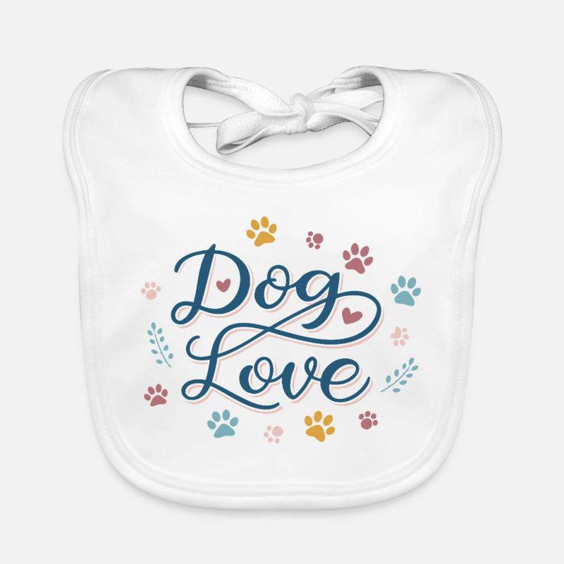 Dog Love Script Pastel Paw Bavoir bio Bébé